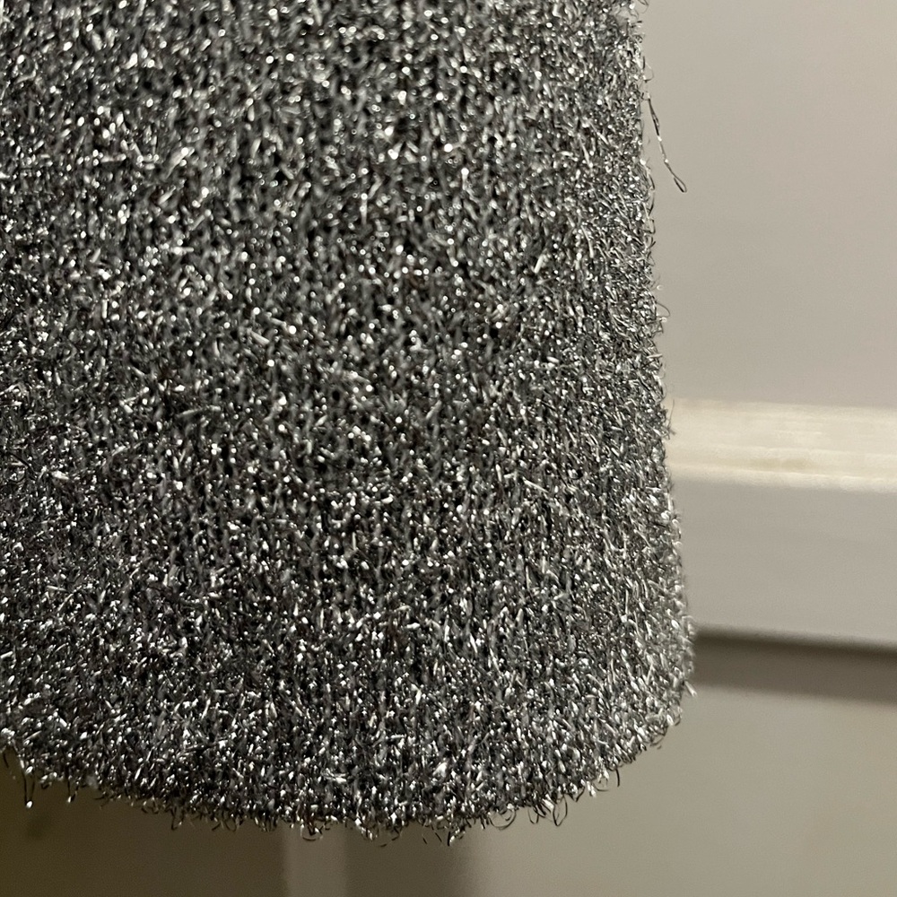 GANNI silver sparkle tinsel zip up mini skirt NWT new size large - Picture 10 of 16